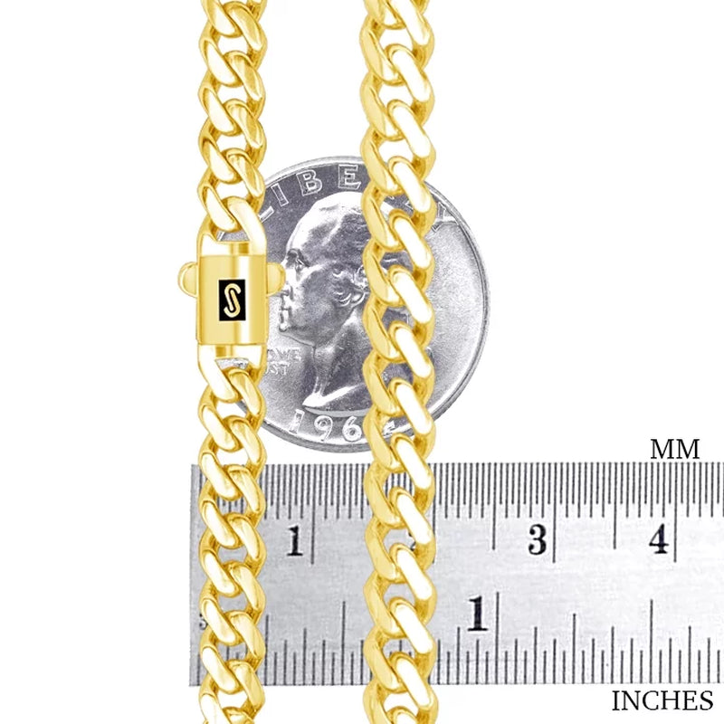 14K Real Yellow Gold Royal Monaco 6Mm Miami Cuban Link Necklace (16"-30") Italian Jewelry for Men & Women